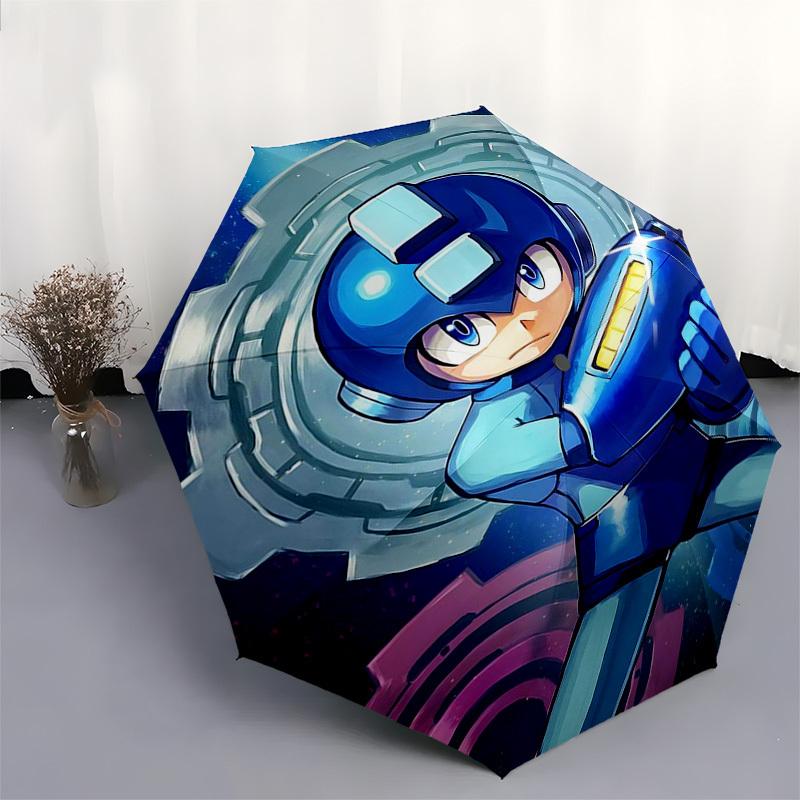 1pc Mega Man Automatic Opening Folding Umbrella with 8-Bone Iron Frame, Portable for Outdoor Adventures, Festive Gifts, Travelers, Daily Use.Y101