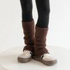 1 Pair Girls Kids Leg Casual Fashion Furry Sock Warmers Winter Warm Thick Slouchy Socks Korean Style Solid Color Calf Socks