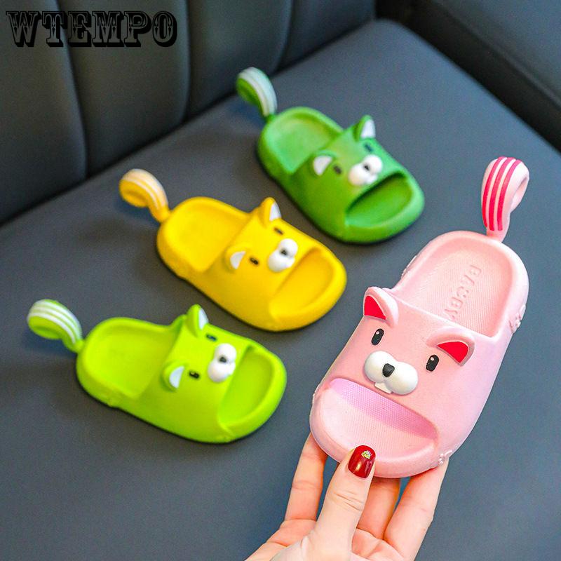 

Летние детские тапочки с героями мультфильмов для мальчиков и девочек, домашние домашние нескользящие сандалии для ванной комнаты с мягкой подошвой
