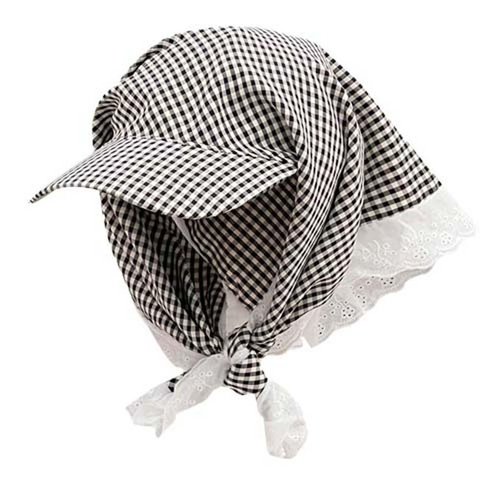 

Driving Rural Style Headscarf Baseball Hat Plaid Cotton Scarf Peaked Cap Breathable Sunshade Strappy Bandana Cap Mountaineering чёрный