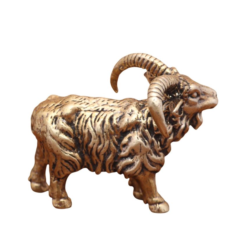 Vintage Miniatures Figurines Bronze Goat Desktop Ornament Brass Copper Sheep Craft Tea Pet Decoration M832 Home Decor Figurine