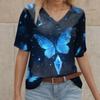 V Neck T Shirt 3d Printed Tees Women Short Sleeve Tops Casual Stretch Breathable Floral T-shirts Plus Size