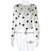 2025 Winter Fashionable Polka Dot Lace-up Slim Long-sleeved Women's T-shirt