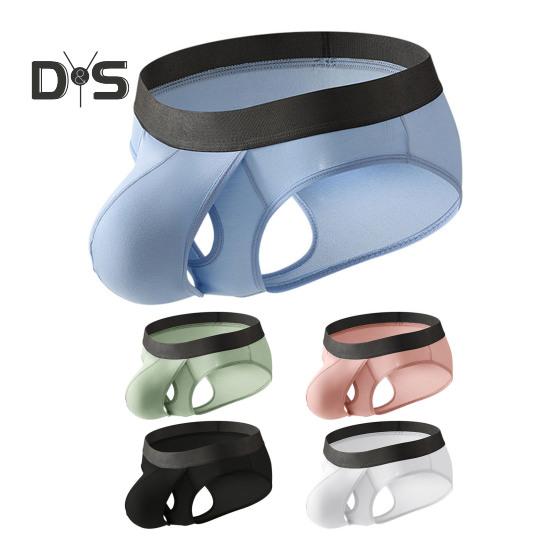 Slips pour Hommes Élastiques Taille Moyenne U-Convexe Haute Élasticité Coupe Ajustée Culottes Couleur Patchwork Sous-vêtements Usage Quotidien