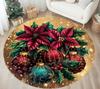 Santa Claus Fireplace Round Rug, Cozy Christmas Scene Carpet for Living Room, Holiday Home Decor Floor Mat, Xmas Gift