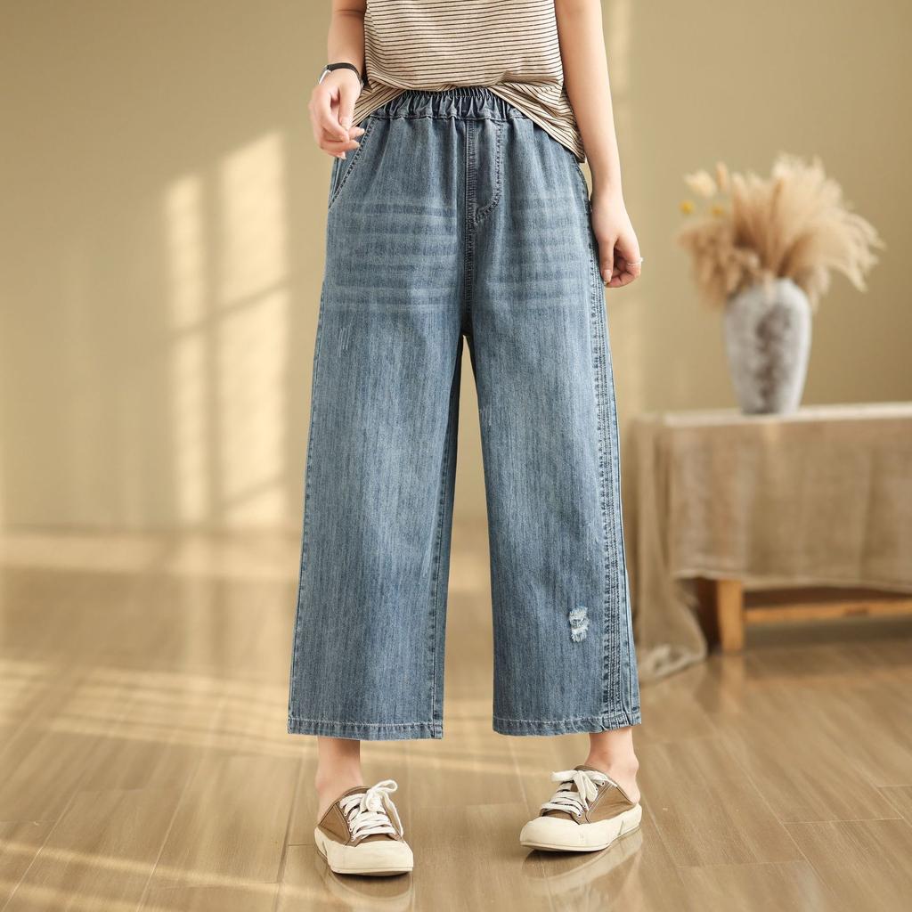 Spring and Summer Women's Jeans Women's High Waisted Jeans Loose Oversized Casual Pants