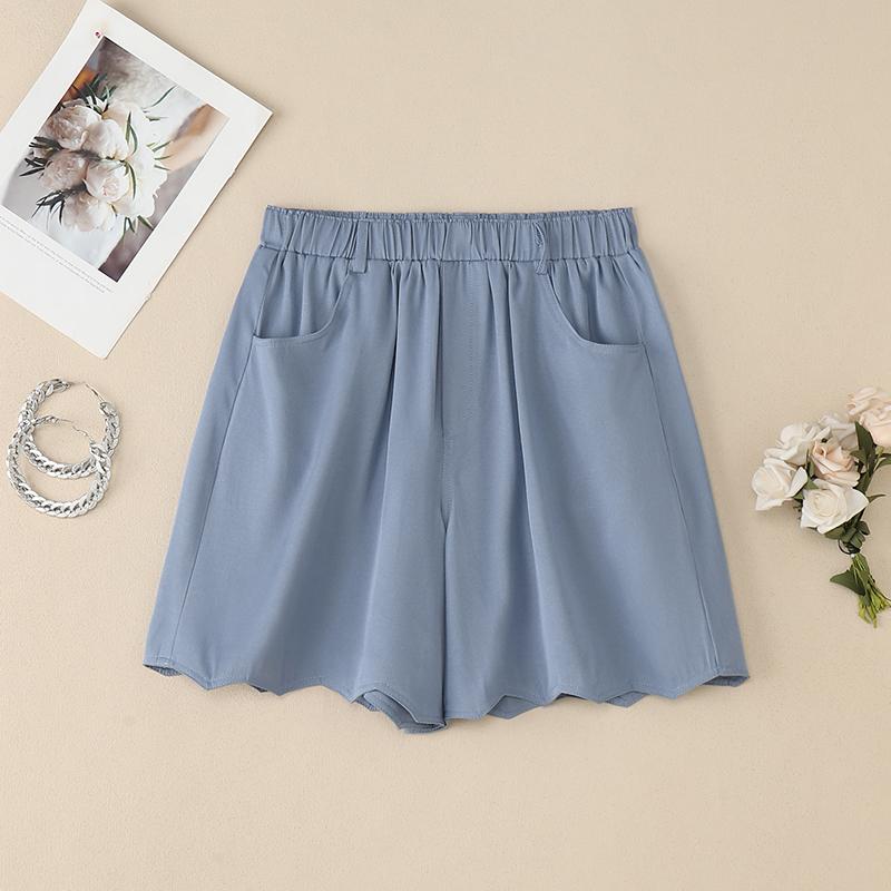 

ZANZEA Women Casual Elastic Waist Solid Color Loose Summer Shorts S світло-синій колір