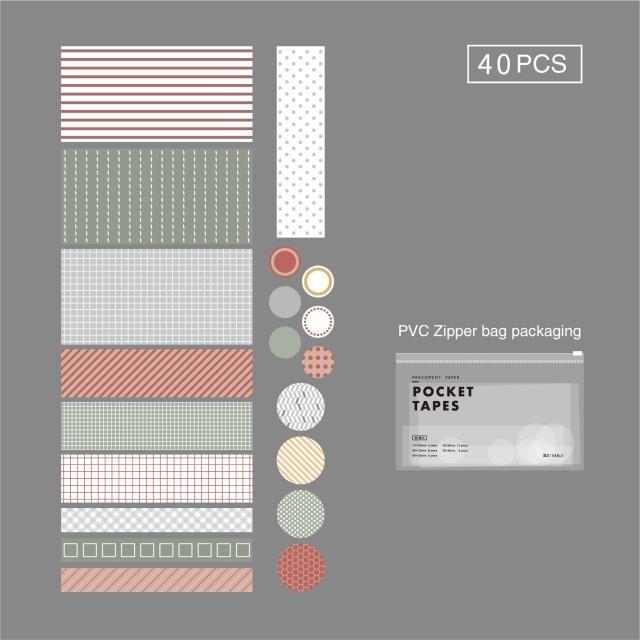 4 Designs 40Pcs/lot Vintage Sights Simple Stripe Pocket Tape Deco Stickers Scrapbooking Bullet Journal Deco Stickers