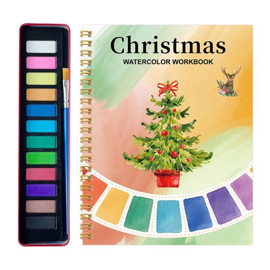 Watercolor Painting Kit for Beginners Step-by-Step Painting Guide with 12 Colors Flower Animal Theme Practice Workbook for Learning Blending