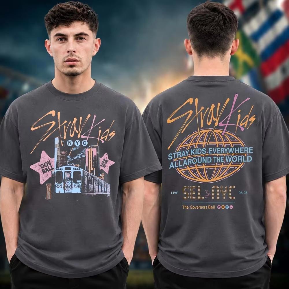 Kpop Skz Stray Kids Governors Ball Tour Merch T-shirt Oversized Streetwear Y2k Cotton Clothing Unisex Men‘s Women T-shirt Female Male Clothing 4XL