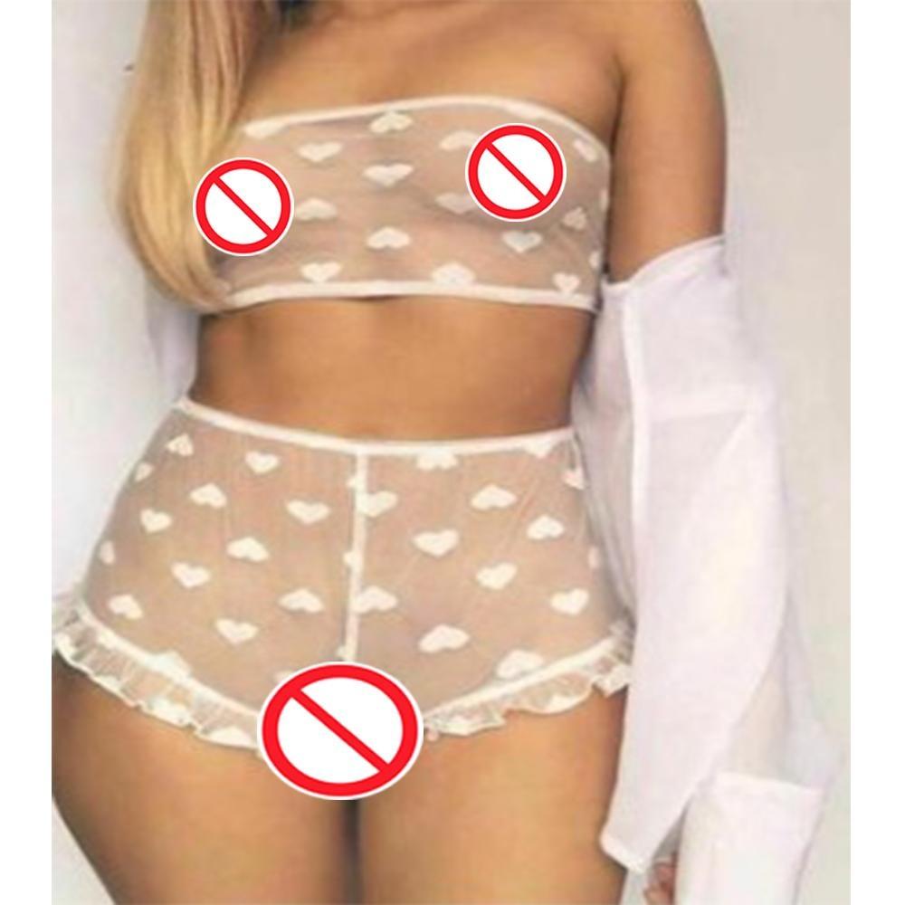 Sexy Lingerie Women's Lace Tulle Ruffled Lingerie Babydoll Sexy Perspective Hollow Sexy Lingerie Pajamas Exotic Set