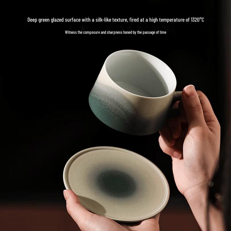 Xiangshang Kesi Green Stoneware Coffee Cup Gift Set