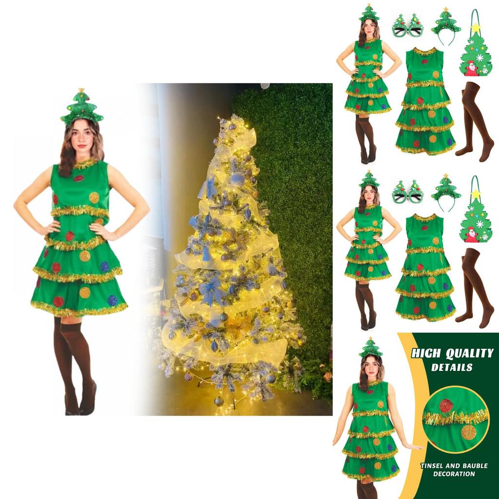 Christmas Tree Cosplay Dress For Women With Polyester Nylon Blend For Holiday Party Costumes