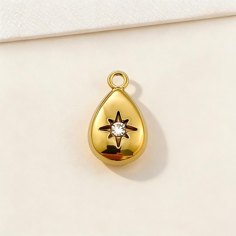 Gold Retention Micro-inlaid Diamond Charm Pendants: Star, Moon, Heart & Water Drop Designs