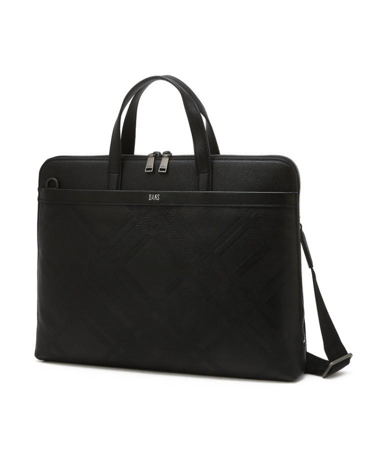 Daks Men'S Accessories Black Check Slim Briefcase_Dbba5F450Bk