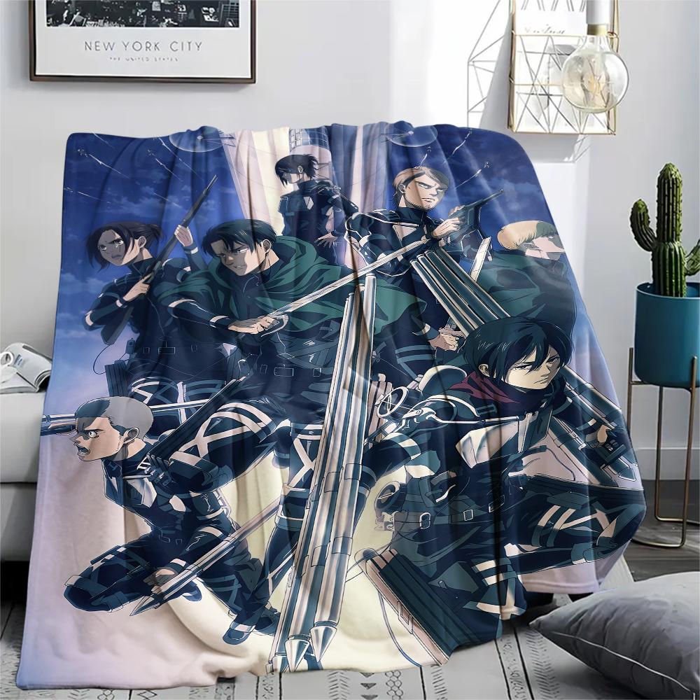 1PC Attack On Titan Print Flannel Blanket, High Quality All Seasons, Home Decor, Warmth and Comfort, Perfect for Christmas Gifts