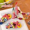Y2k Coloured Button Headband Dopamine Bow Hair Clip Creative Childishness Hairband  Girls
