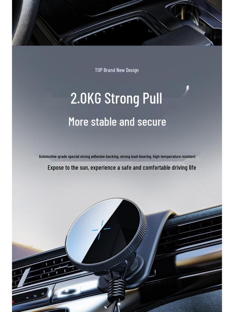 Magnetic 15W Wireless Car Charger with Bendable Dashboard Phone Holder