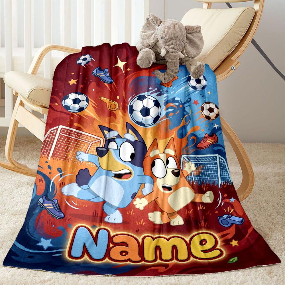 Blue Orange Friends Customize Text Blanket Lightweight Personalized Blanket Ultra-Soft Versatile for Office Livingroom Bedding Chair All-Season Use