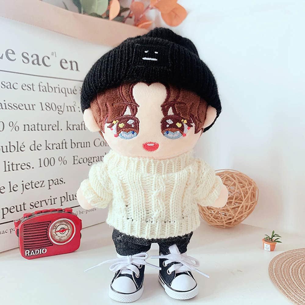 niannyyhouse Doll Clothing Set 20cm Twist Sweater Hat Shorts 3 Pieces Plush Toy Cotton Baby Doll Clothes