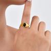 Vnox Minimalist Round Zircon Inlaid Rings For Women Men Stainless Steel Gold Color Elliptical Stone Ring Jewelry Never Lose