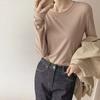 Women's Half High Neck Long Sleeve Thermal Tops Slim Fit Solid Color Casual T-Shirt