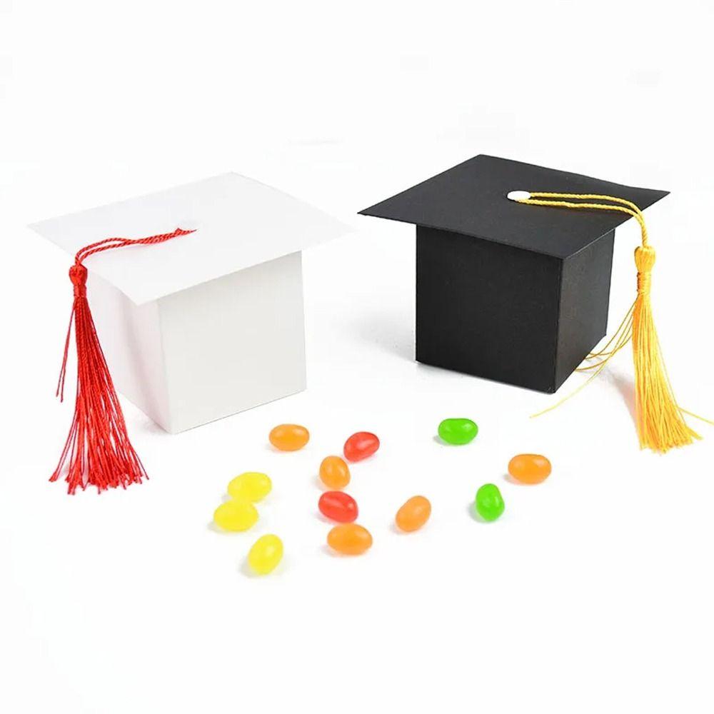 10pcs Black White Gift Packaging Boxes Congrats Bachelor Cap  Graduation Season