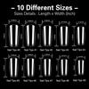 Apeak 100Pcs Clear Coffin Ballerina & Square False Nails, Full Cover Acrylic Nail Tips, Sharp Claw Fake Nails, 10 Sizes with Case for Nail Salon & D