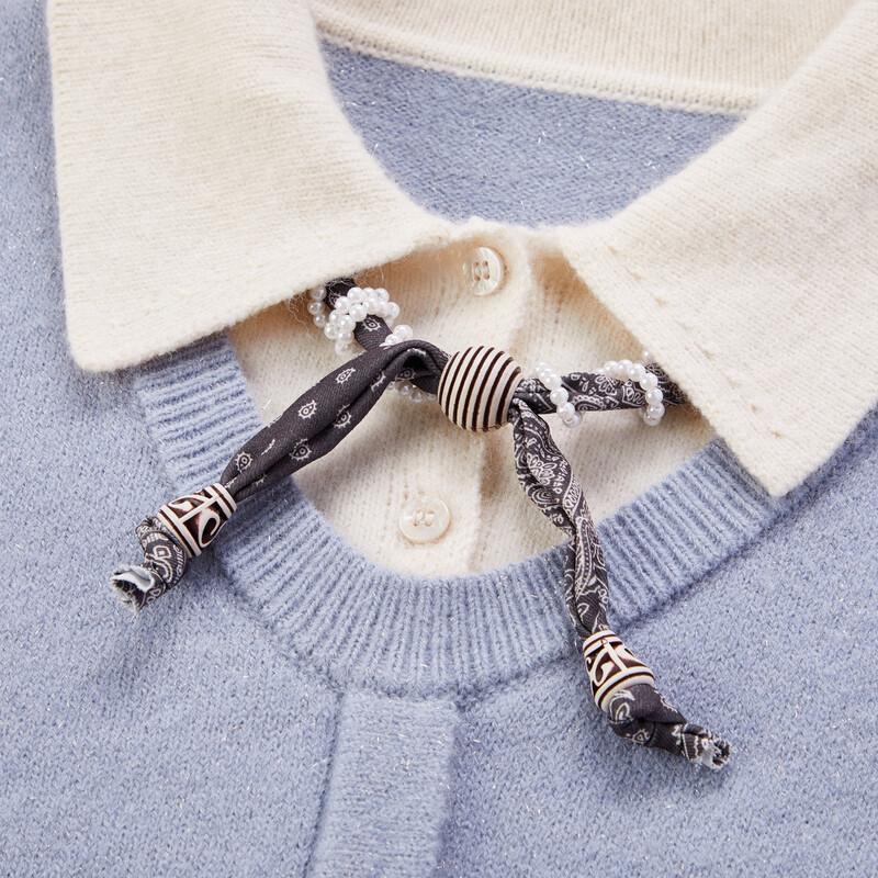 Xiangying Faux Two-Piece Polo Collar Knitted Sweater