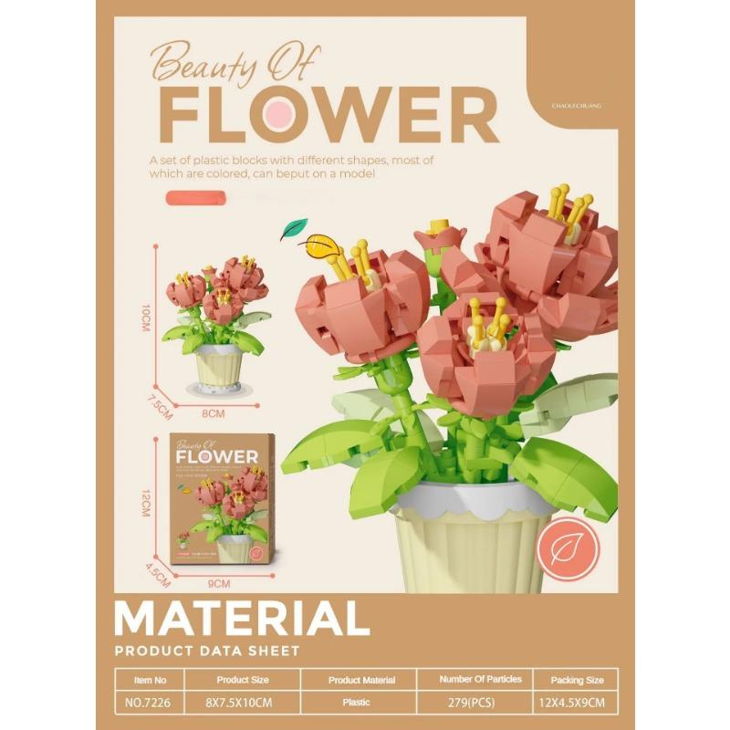 Building Block Flower Potted Plant Ornament Small Size Sunflower Rose Compatible WithBuilding Block Toys for Girl
