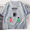 La cerveza está llaUnisexdo y devo ir al teléfono camiseta divertida Meme camiseta de moda para hombres y mujeres camisetas infor