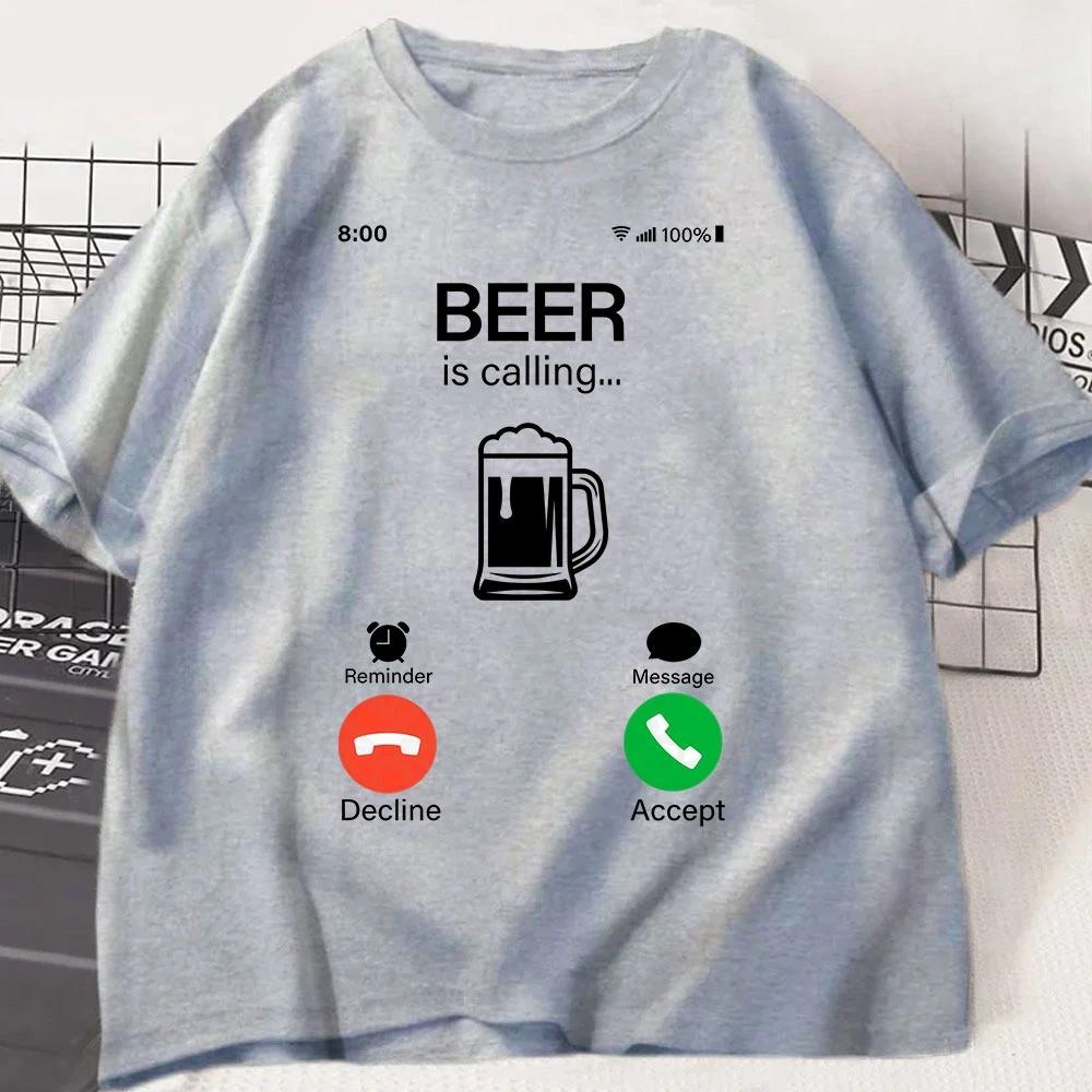 La cerveza está llaUnisexdo y devo ir al teléfono camiseta divertida Meme camiseta de moda para hombres y mujeres camisetas infor