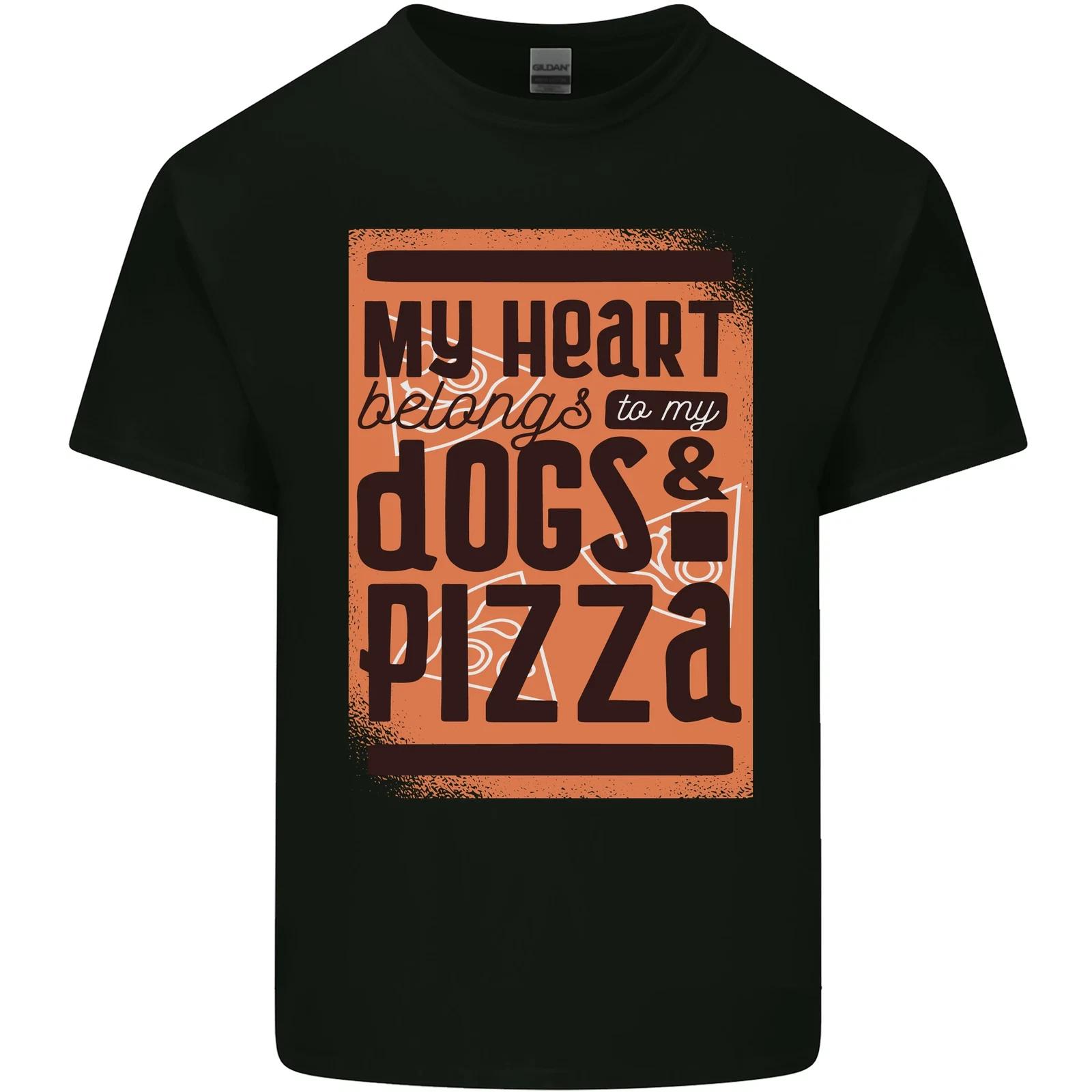 

My Heart Belongs to Dogs & Pizza Funny Kids T-Shirt Childrens S