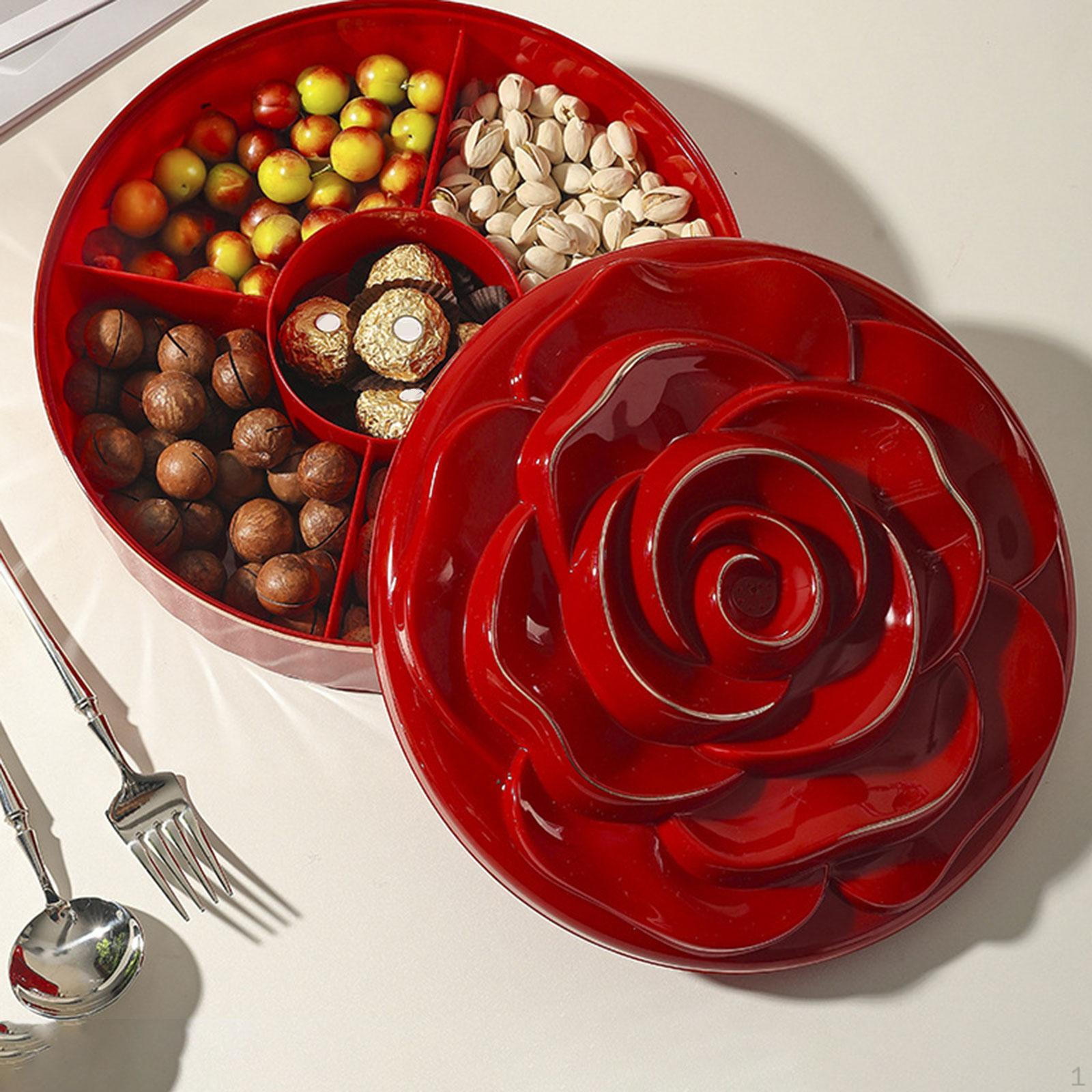 

Разделенный сервировочный поднос с отделениями для мисок, закусочных тарелок, закусок на китайский год красный