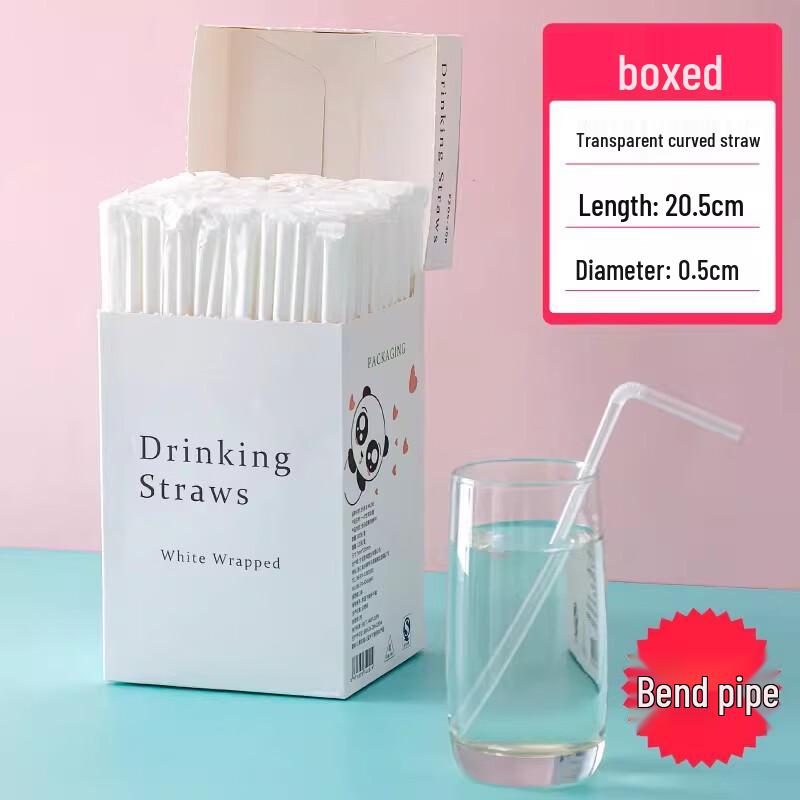 Miao Jiayi Individually Wrapped Transparent Bent Drinking Straws