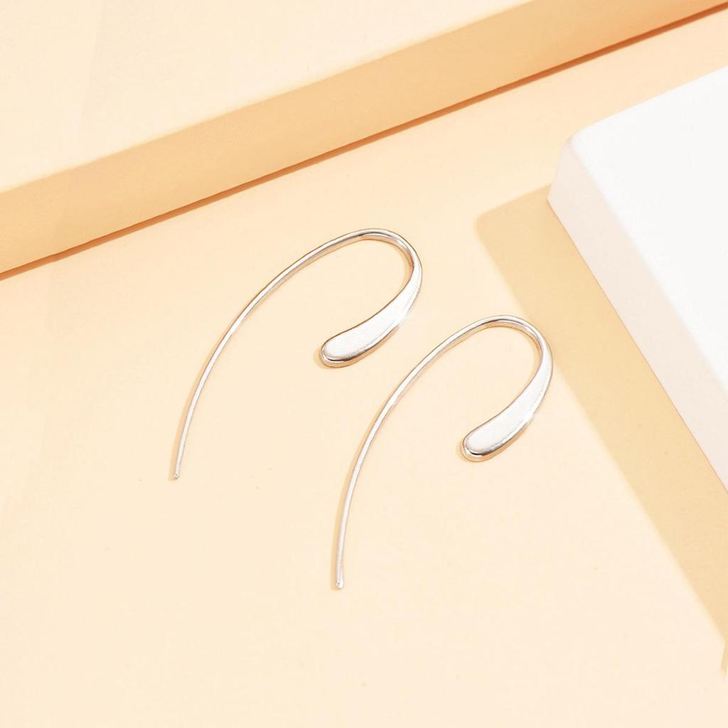 Minimalist Geometric Gold-Plated Stainless Steel Earrings for Women: Streamlined Ear Cuffs and Studs