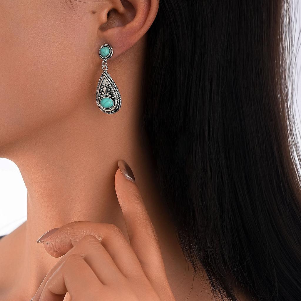 Vintage Bohemian Turquoise Earrings Set Fashion Ethnic Style Earrings Earrings