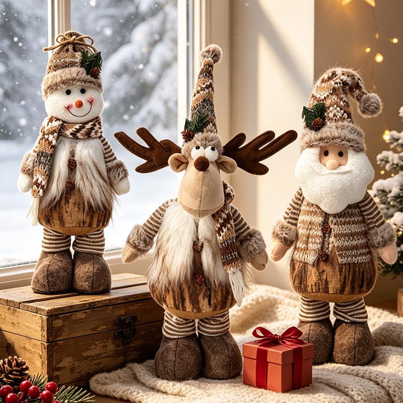Santa Claus & Snowman Christmas Decoration Figurine Doll