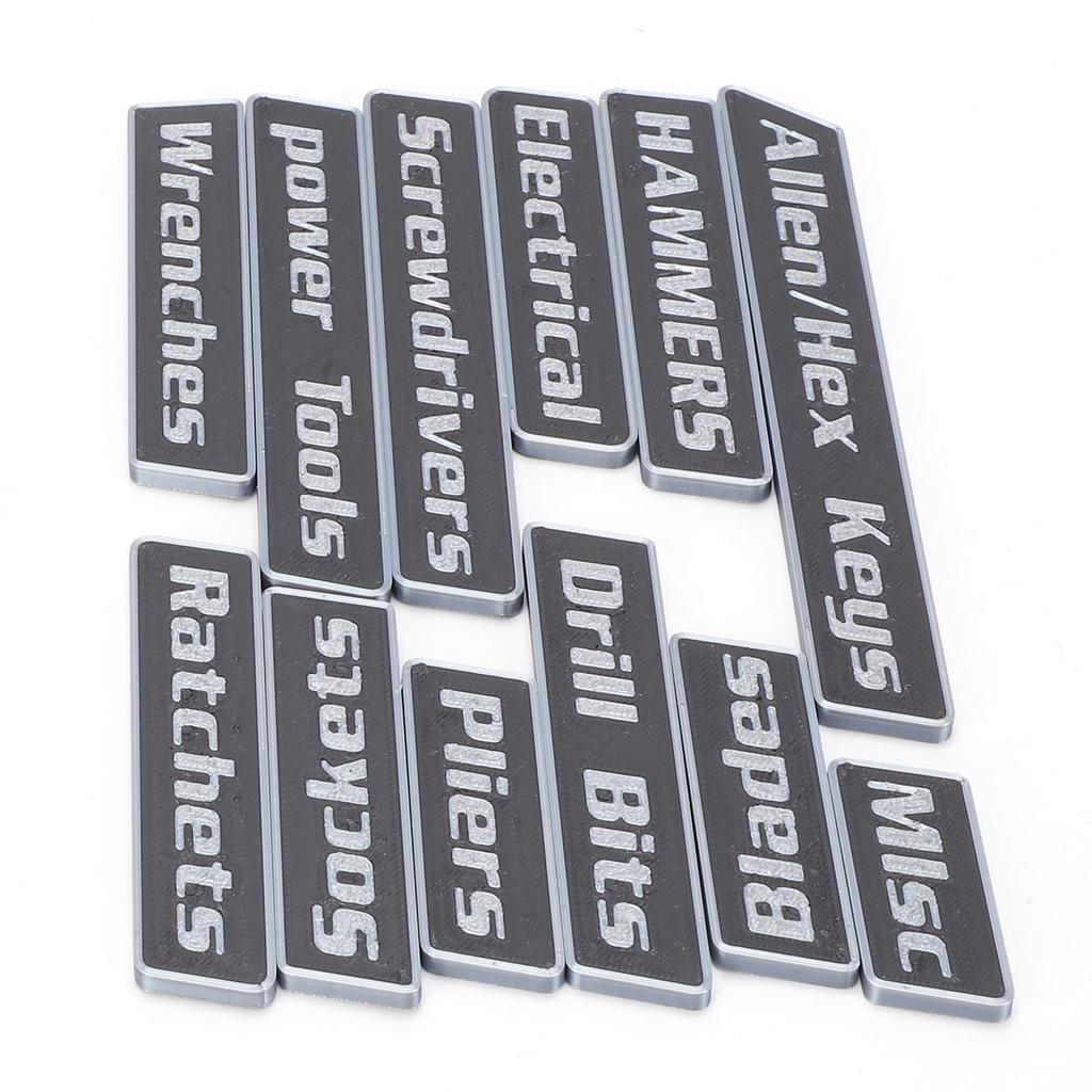 12pcs Magnetic Toolbox Labels Reusable 3D Printed Toolbox Drawer for Steel Tool Boxes Cart Drawers Cabinets
