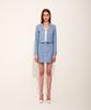 Chaenyuyog Denim A-Line Crystal Skirt [Light Blue]
