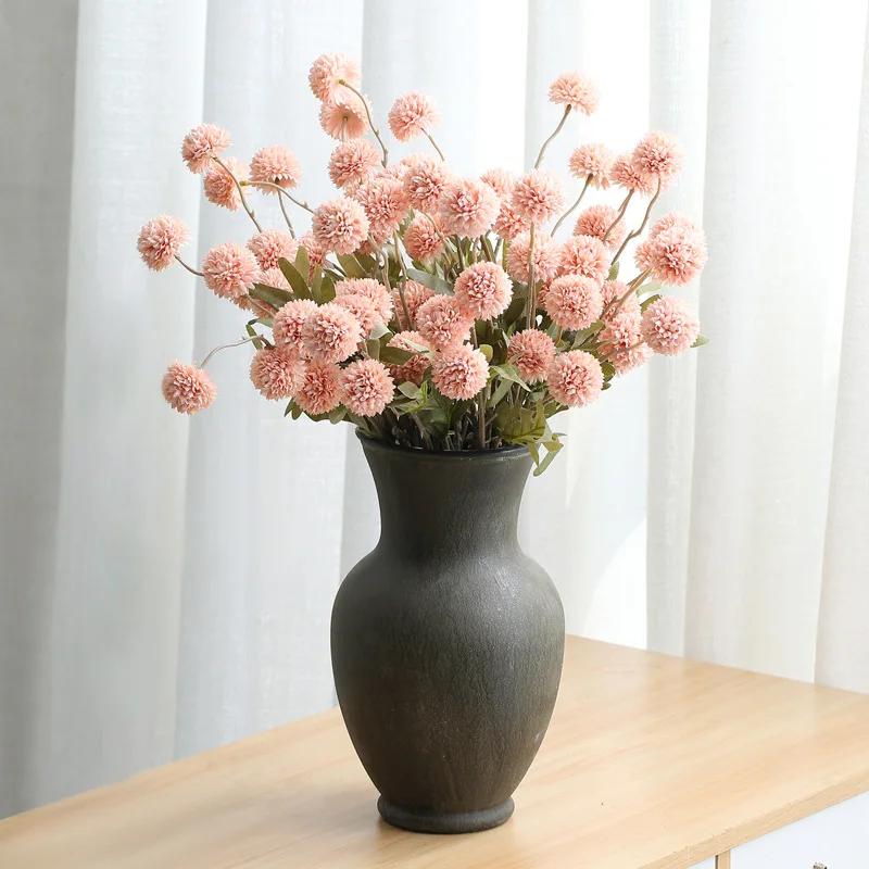 Artificial Flower Dandelion Small Thorn Ball Wedding Home Decoration Single 5 Ping Pong Chrysanthemum Artificial Flower