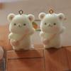 Cartoon Cute 3D Flocking Bear Backpack Keychain For Mobile Phone Earphone Camera Chain Jewelry Making Couple Gifts Ornaments