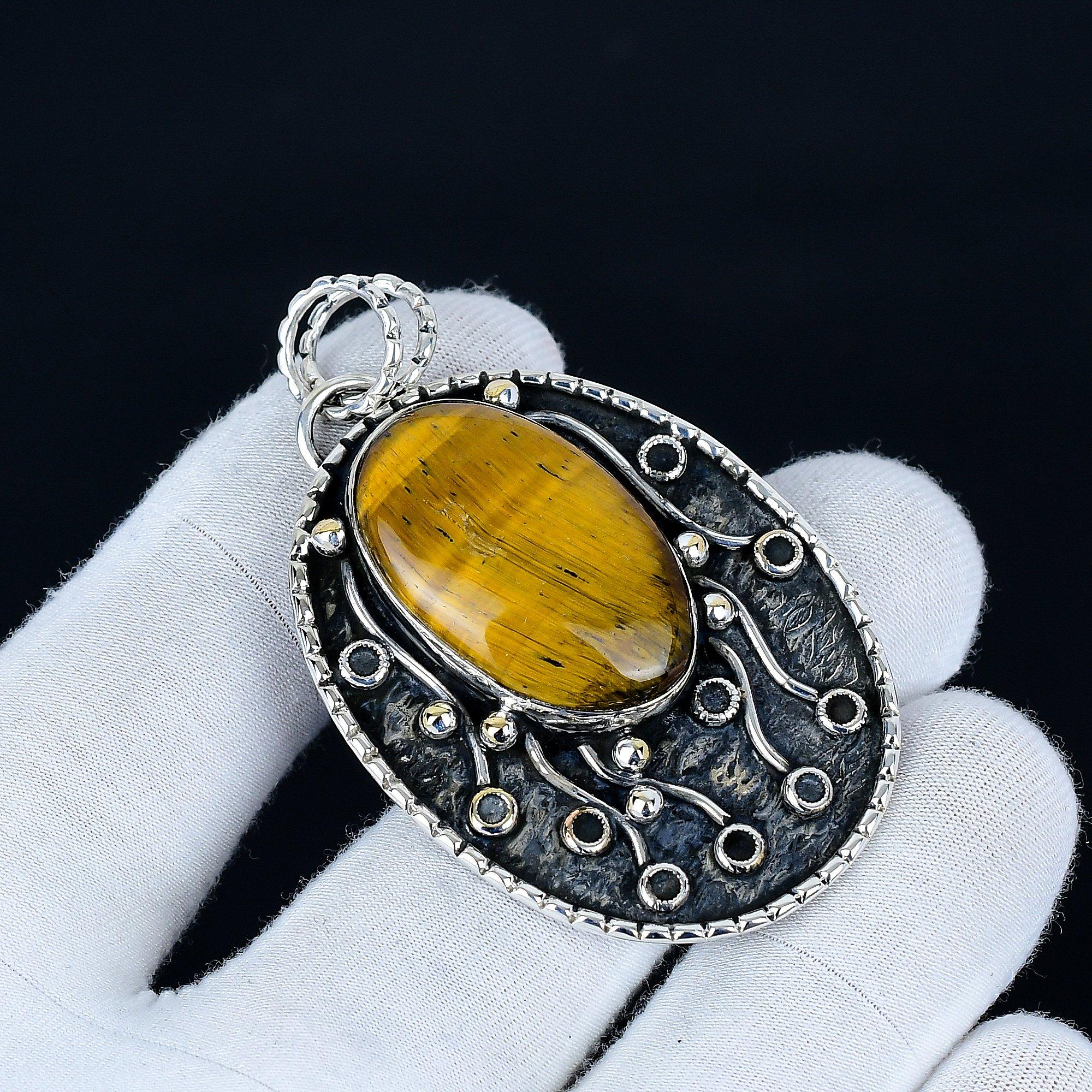 

Tiger Eye Pendant, 925 Sterling Silver Handmade Jewelry, Tiger Eye Silver Pendant, Party Wear Jewelry For Women s, Pendant Christmas Gift 6.5 Cm коричневый