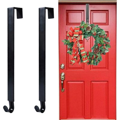 1/2Pcs Adjustable Christmas Wreath Hanger Rustproof Corrosion Resistant No Drill Installation Extendable Door Hanger Storage Hook