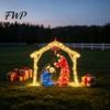 Warm Glowing Christmas Night Decor Lighted Nativity Garden Ornament, Metal Yard Art with Celebration Accent LED Lights, Light-Up Religious Decoration