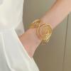 S/Round Shape Irregular Wide Bracelet Wave Opening Retro Hand Ring Zinc Zinc Alloy Wide Opening Bangle  Gift