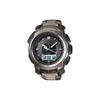 Pro Trek Serie Runde Dual-Anzeige Datum Weltzeit Stoppuhr Barometer Höhenmesser Kompass Quarzwerk Titanarmband PRW-5100T-7