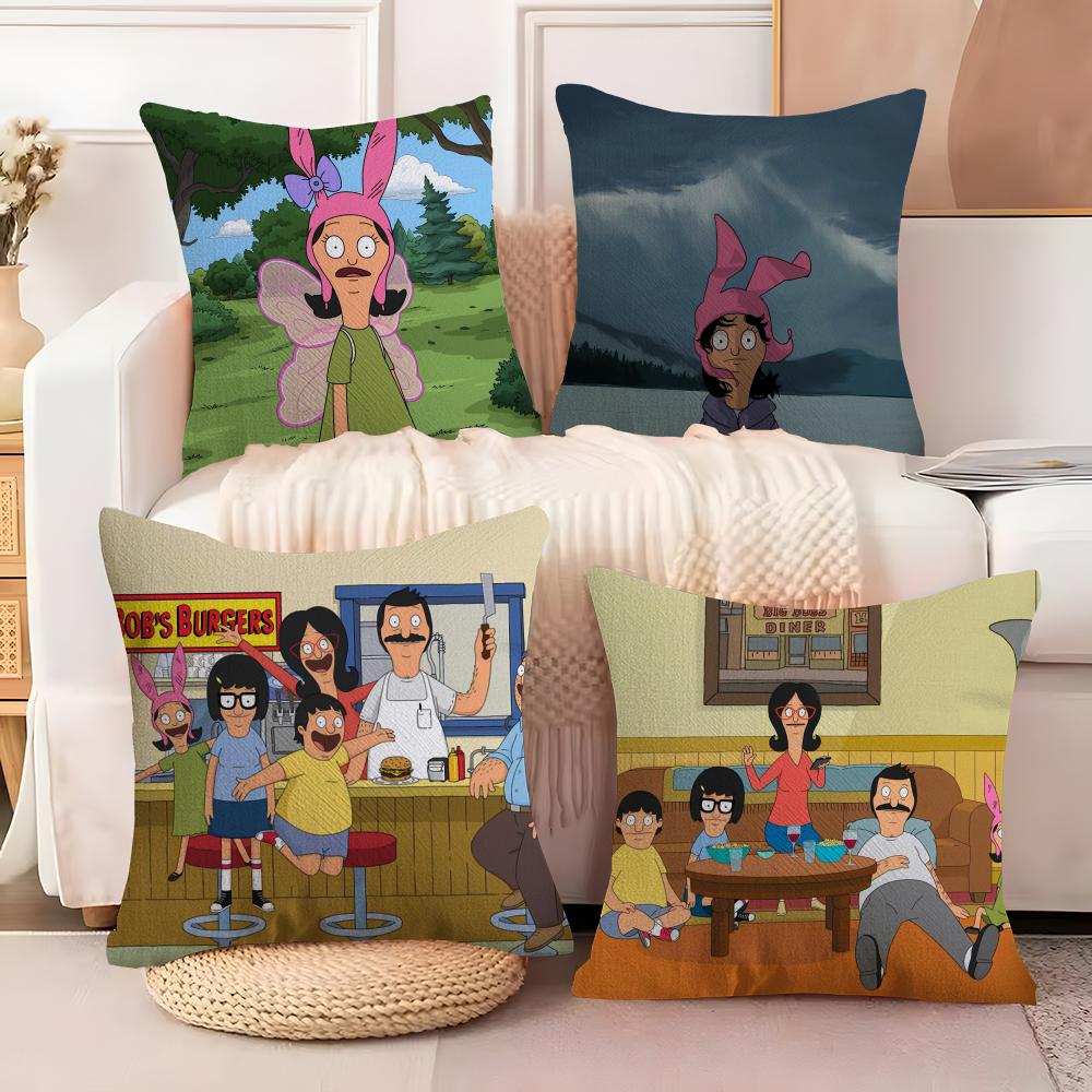 C-Cartoon B-Bobs B-Burgers Pillow Case Silky Elegant Comfort Sofa Bed Invisible Zipper