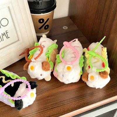 Kreative Simulation Essen und Spaß Pochiertes Ei Clip Hot Dog Puppe Plüsch Tasche Puppe Anhänger Greifautomat Puppe Geschenk Geschenk