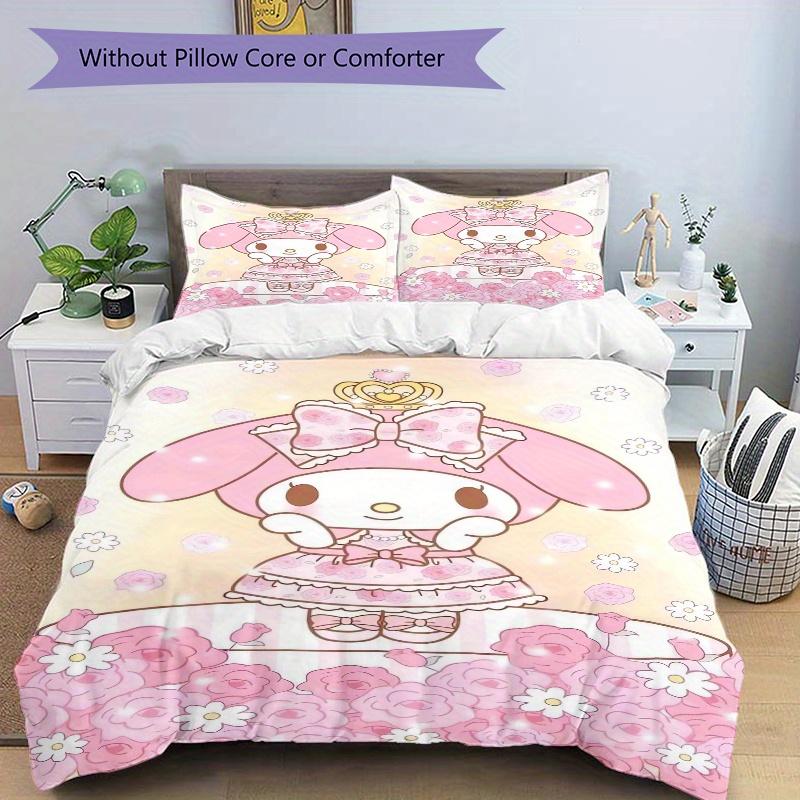 3pcs Sweet and Cute My Melody Bedding Set, Including 1 Quilt Cover and 2 Pillow Shams,Soft and Comfortable Home Bedroom .W110